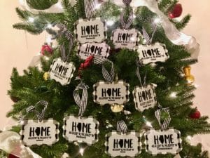 Hometown Christmas Ornaments displayed on tree
