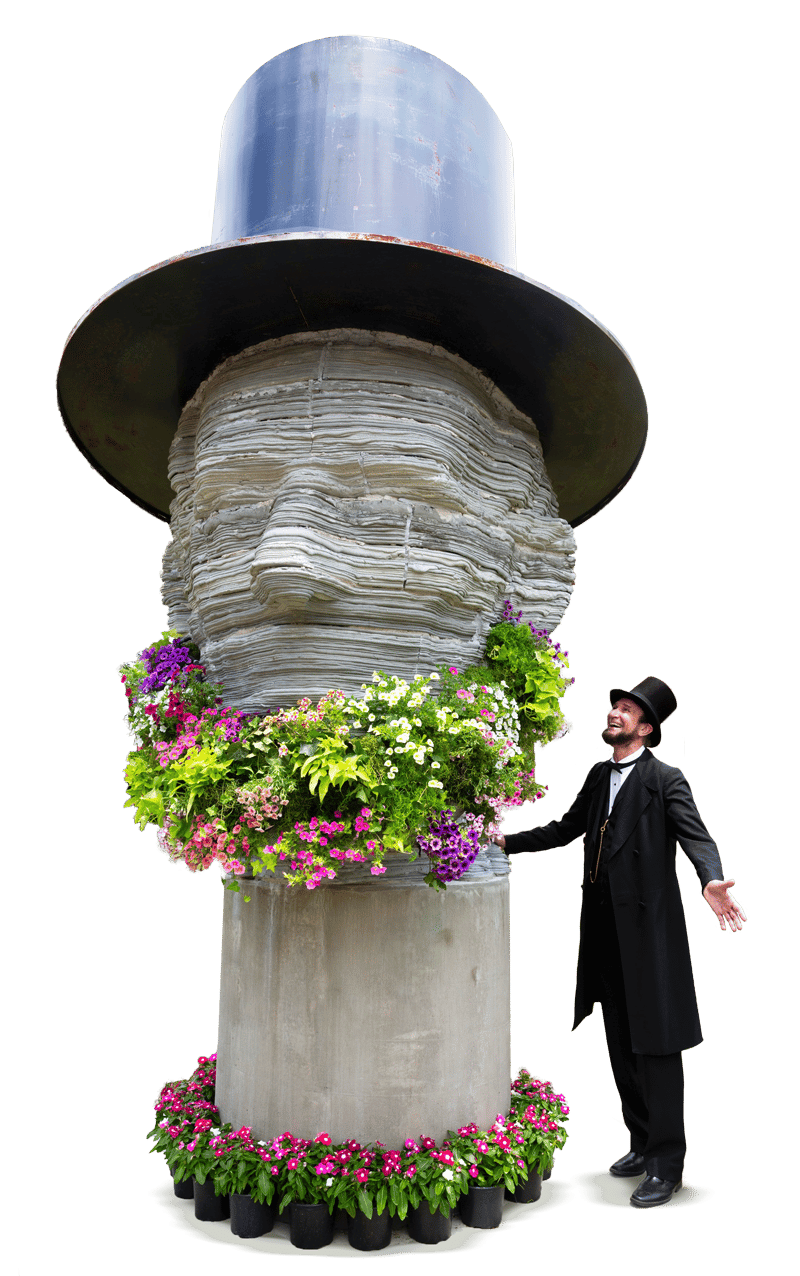 Abraham Lincoln with the Living Lincoln Topiary